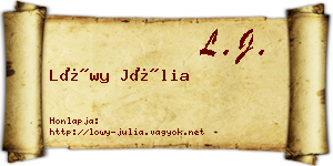Lőwy Júlia névjegykártya